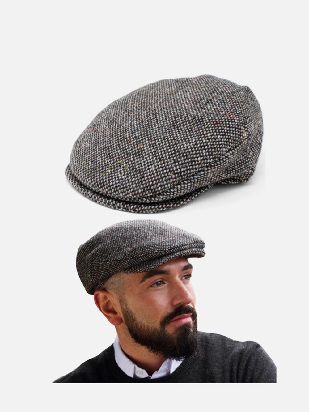 Vintage 100% Irish Wool Tweed Newsboys Cabby Flat Cap 🌿